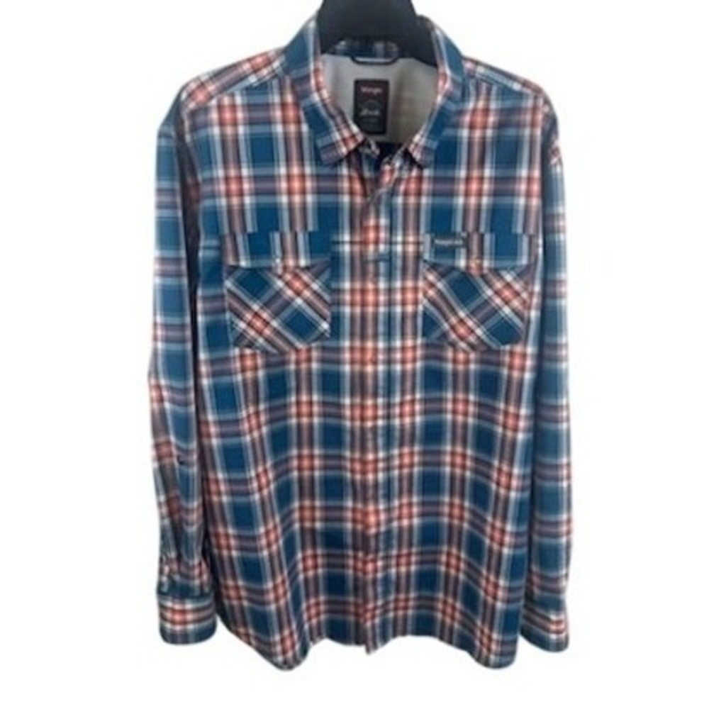 Wrangler Outdoor Button Up Shirt Men's Size XL Plaid Vented Back Snap